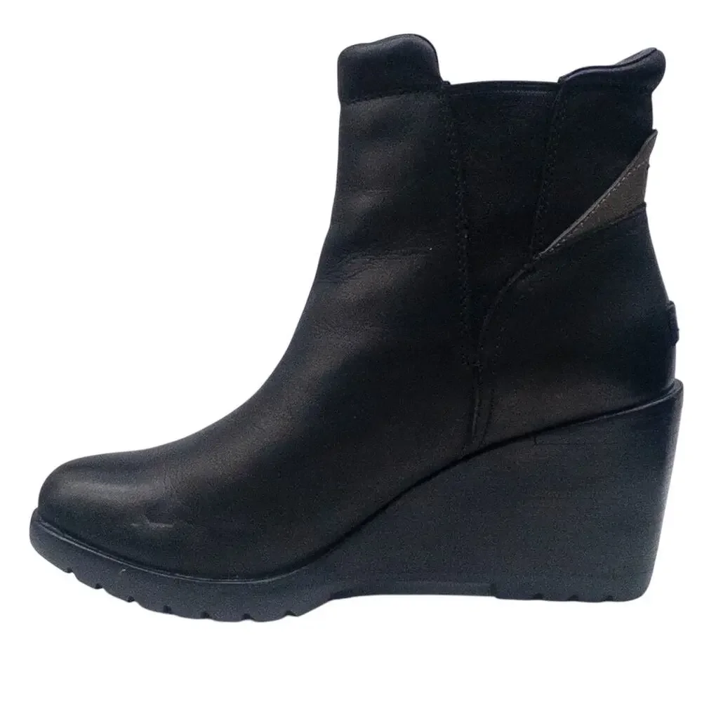 Sorel After Hours Chelsea Boot Wedge Heel Women's 9.5 Black Tan Taupe